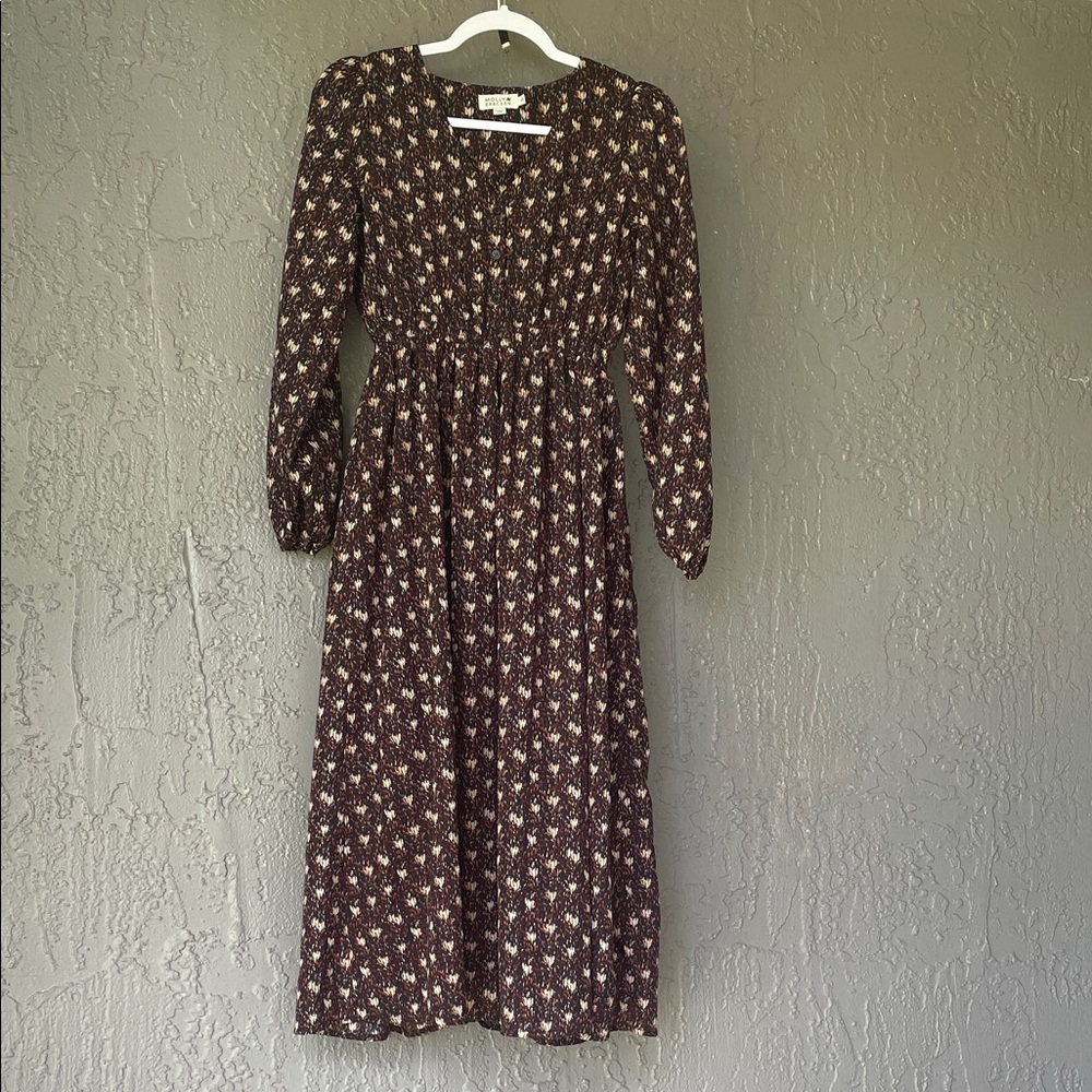 Molly Bracken Long Sleeve Dress in Black and White Floral